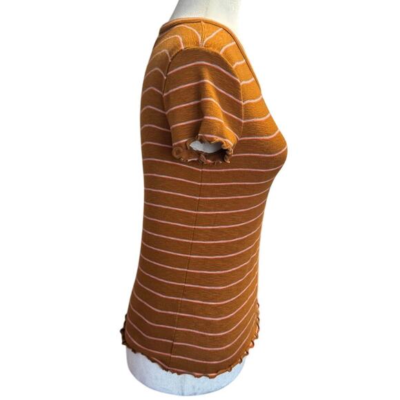 Madewell Baby Tee in the Milstead Stripe – XS-Scoop Neck Lettuce Edges + Hem - Picture 3 of 7